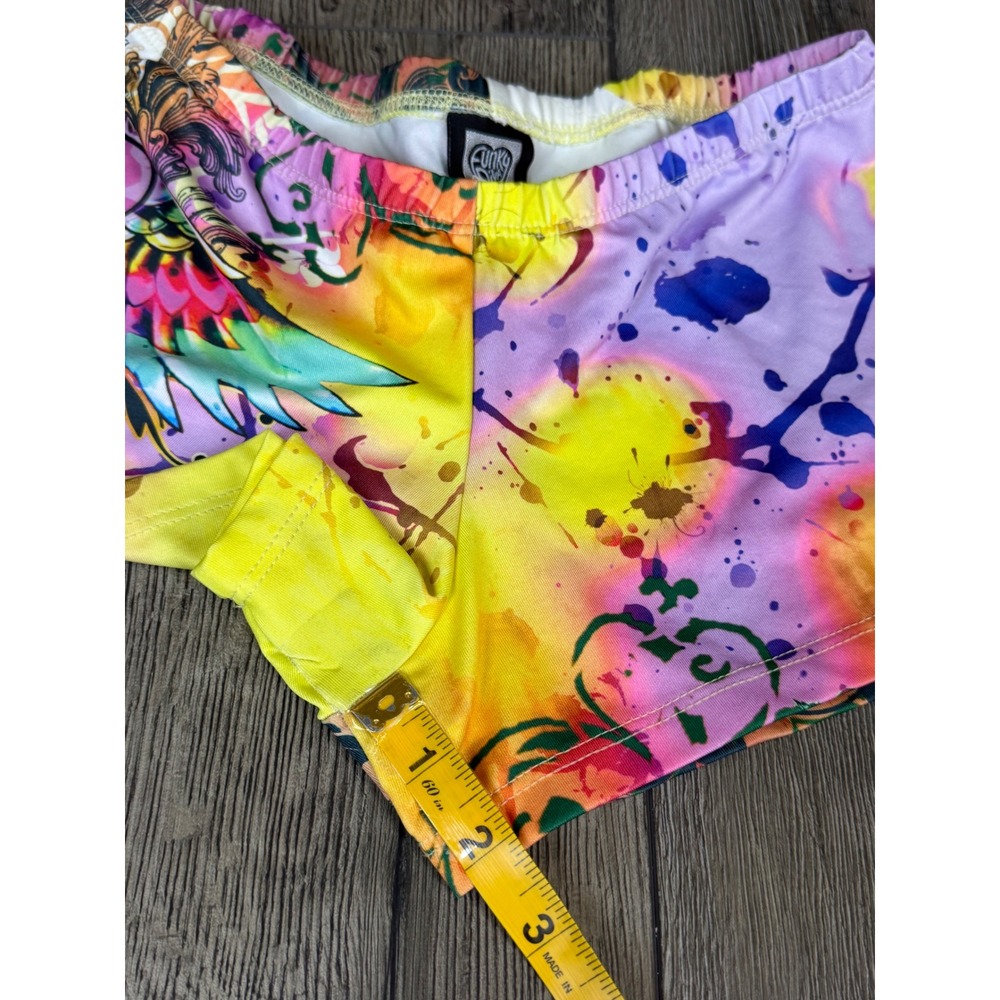 Funky Diva Just Dance Graphic Booty Shorts Multicolor Small Y2K Rave Festival - Picture 9 of 11